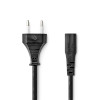 Tápkábel | Euro Férfi | IEC-320-C1 | Egyenes | Egyenes | Nikkelezett | 2.00 m | Lapos | PVC | Fekete | Boríték