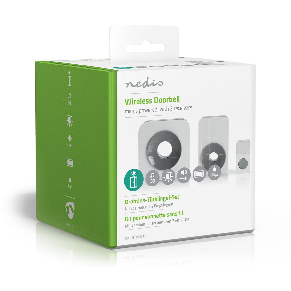 Wireless Doorbell Set | Mains Powered | 2 Receivers | Nedis