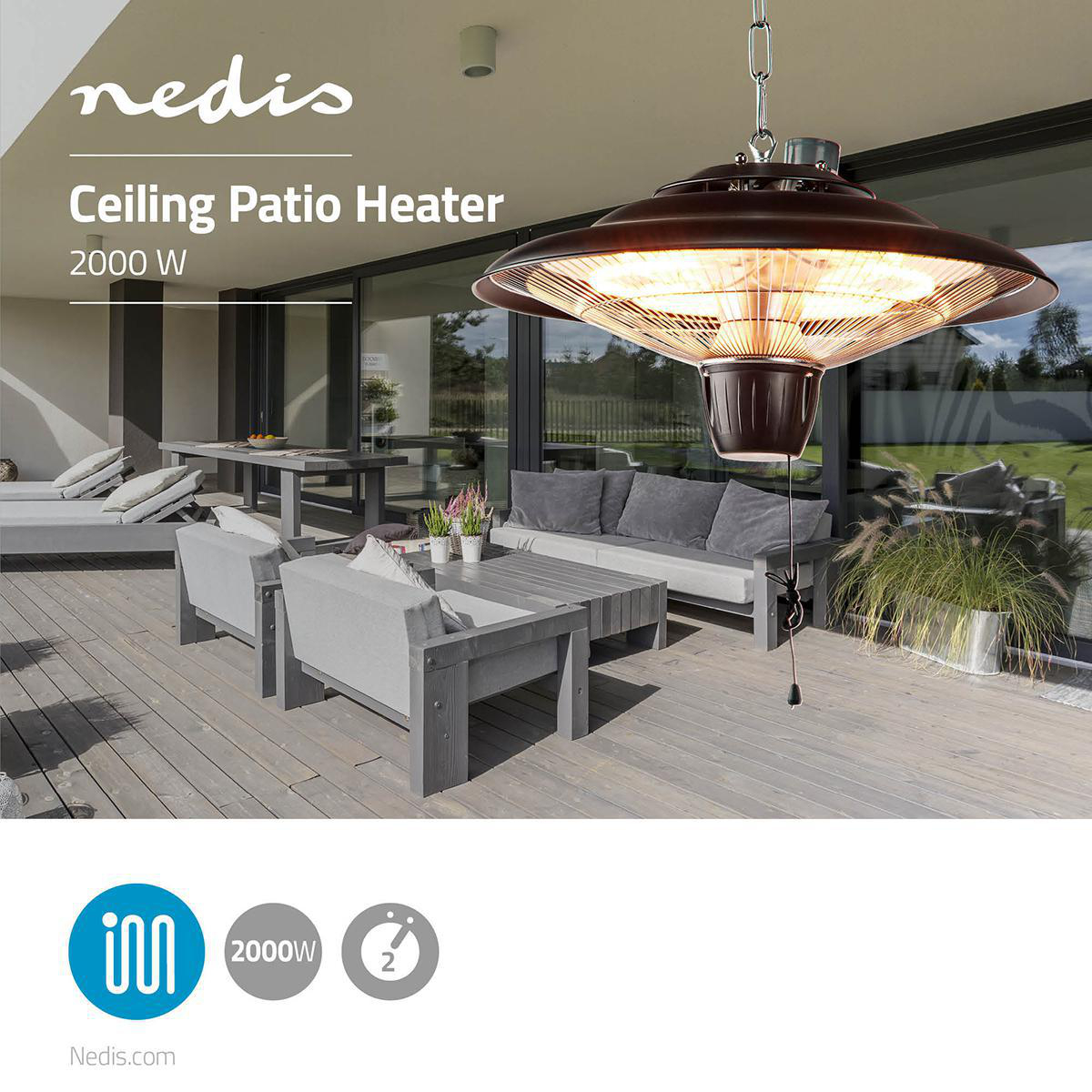 Patio Heater With Ceiling Mounting 2000 W Ip24 Nedis